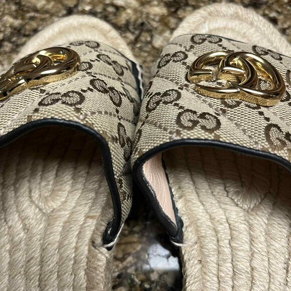 WOMEN'S GUCCI MATELASSE CANVAS ESPADRILLE SANDAL - Picture 6 of 11